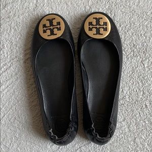 Tory Burch Minnie Foldable Black Flats-Like New